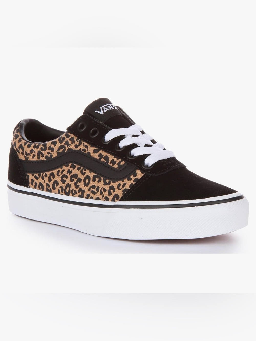 Vans Old Skool Ward Leopard Print Platform Sneakers | Black Suede Lace-Up Shoes